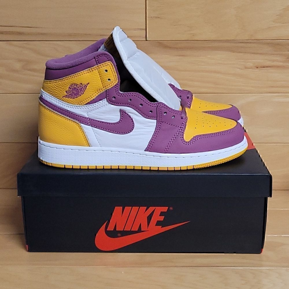 Air Jordan 1 Retro High OG GS Brotherhood University Gold Bordeaux 575441-706 - Picture 11 of 11